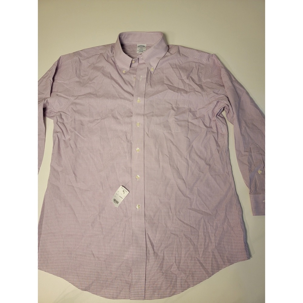 Brooks Brothers 1818 Regent Non-Iron Cotton Dress Shirt Purple Check 16.5-2/3